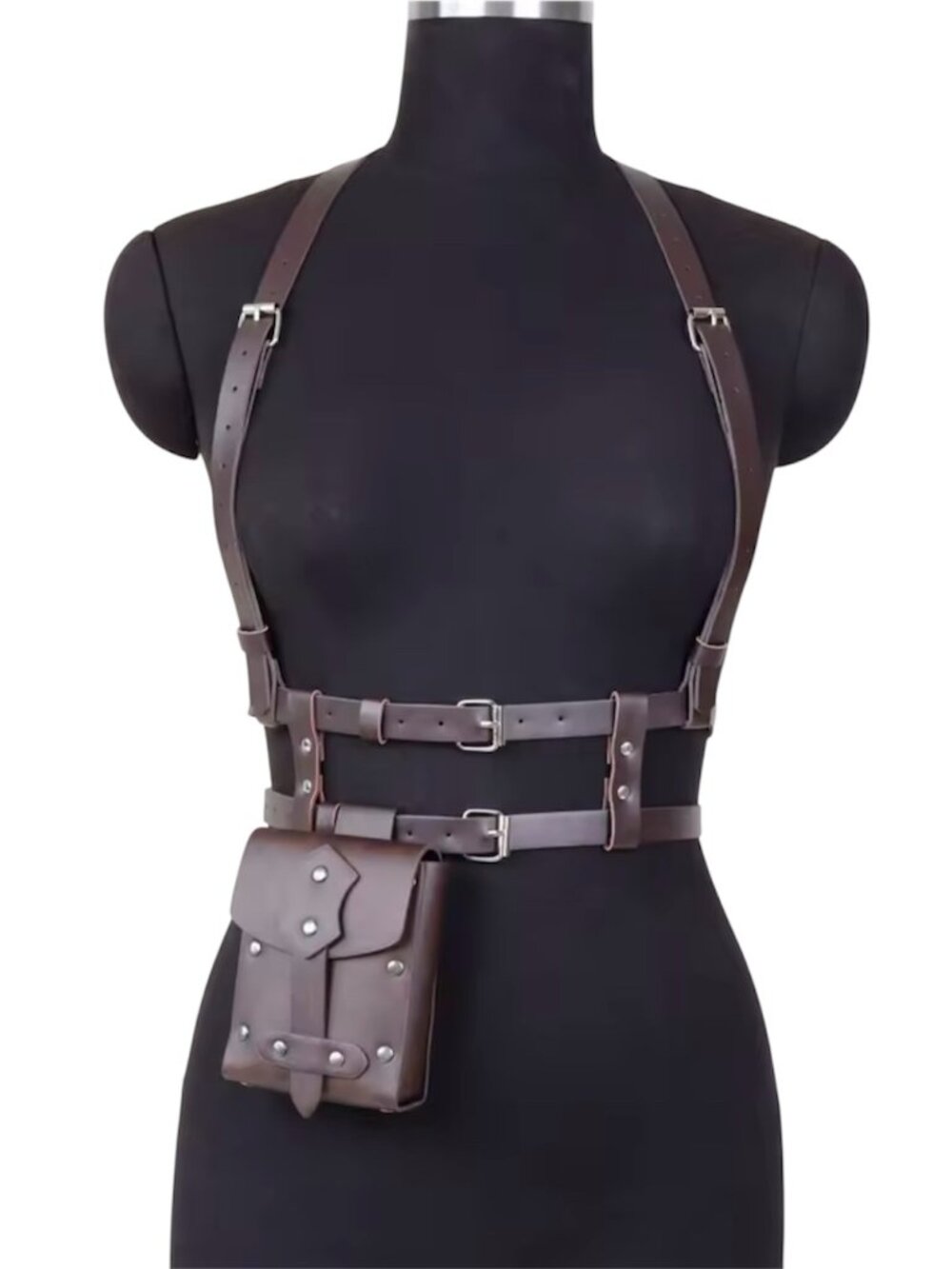 Women Punk Style Fashion PU Leather Waist Belt Harness